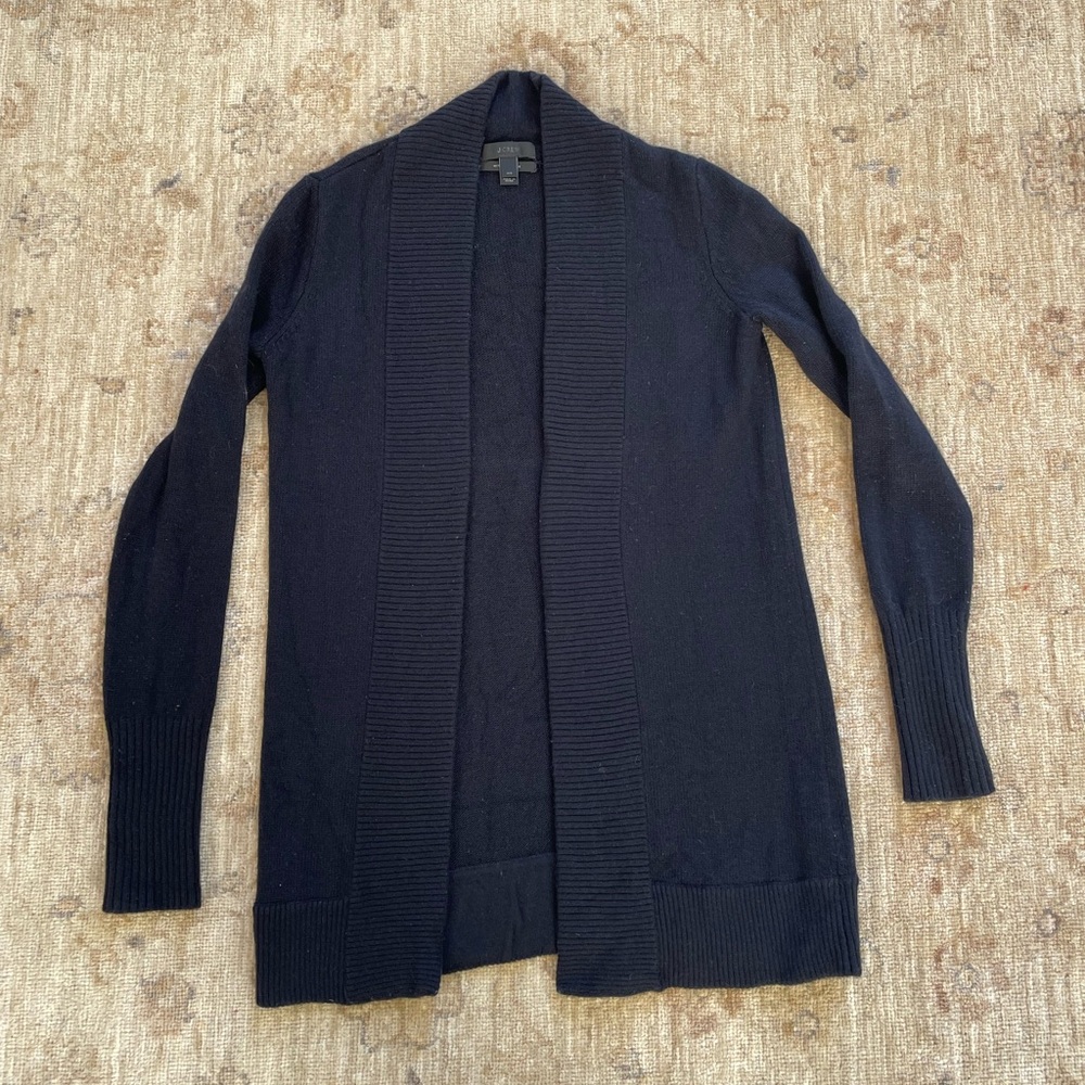 J. Crew Women's Navy Open-Front Cashmere Blend Cardigan
